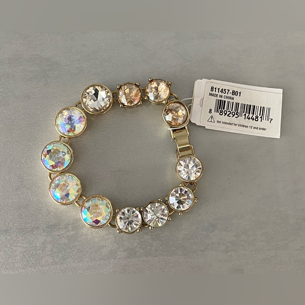 NWT Sparkly Betsy Johnson Crystal Goldtone Bracelet